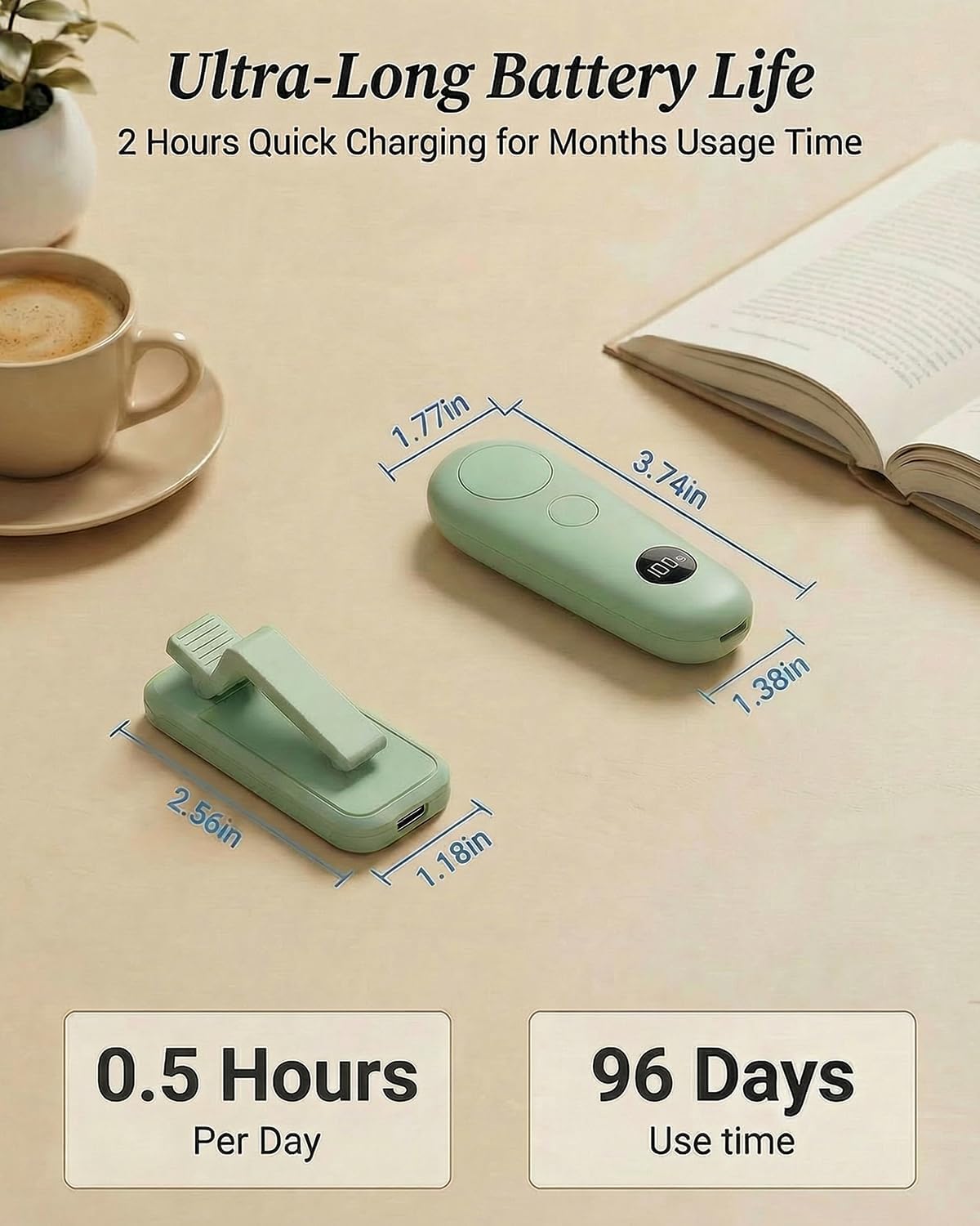 RF Remote Control Page Turner with Upgrade LCD Power Display, Wireless Reading Clicker for Kindle Paperwhite Kobo Oasis iPad, Phone Camera Remote Trigger, 36-Month Warranty (Green)