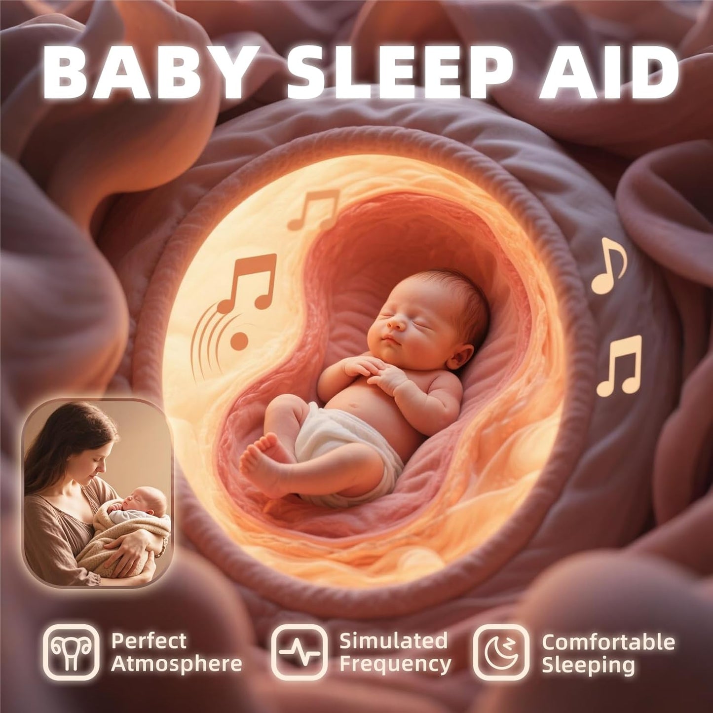 White Noise Sound Machine, Portable Sound Machine for Sleep Baby, Kids & Adults, 20 Travel Soothing Sounds Brown/Pink Noise/Lullaby, Rechargeable, Timer, Memory & Night Light for Home, Nursery