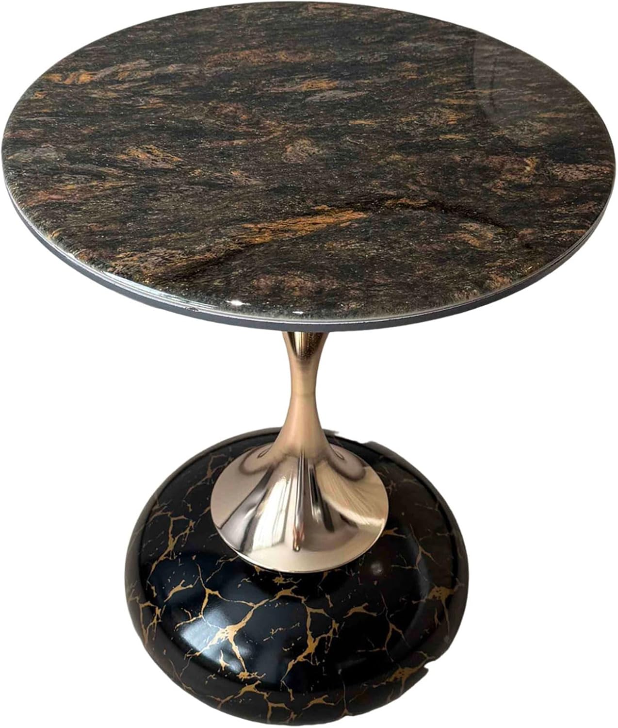 Drink Table, Small Minimalist Accent Table, Multi-Purpose Metal Round Decorative Table, Coffee Table Pedestal Bed Side Table Entryway Table for Living Room