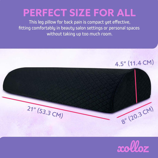 Knee Pillow for Back Sleeping – Bolster Pillow with Anti-Slip Bottom, Lumbar Support Cylinder for Legs & Spine, Premium Under Knee Cushion for Bed, Massage Table & Home Use, Black