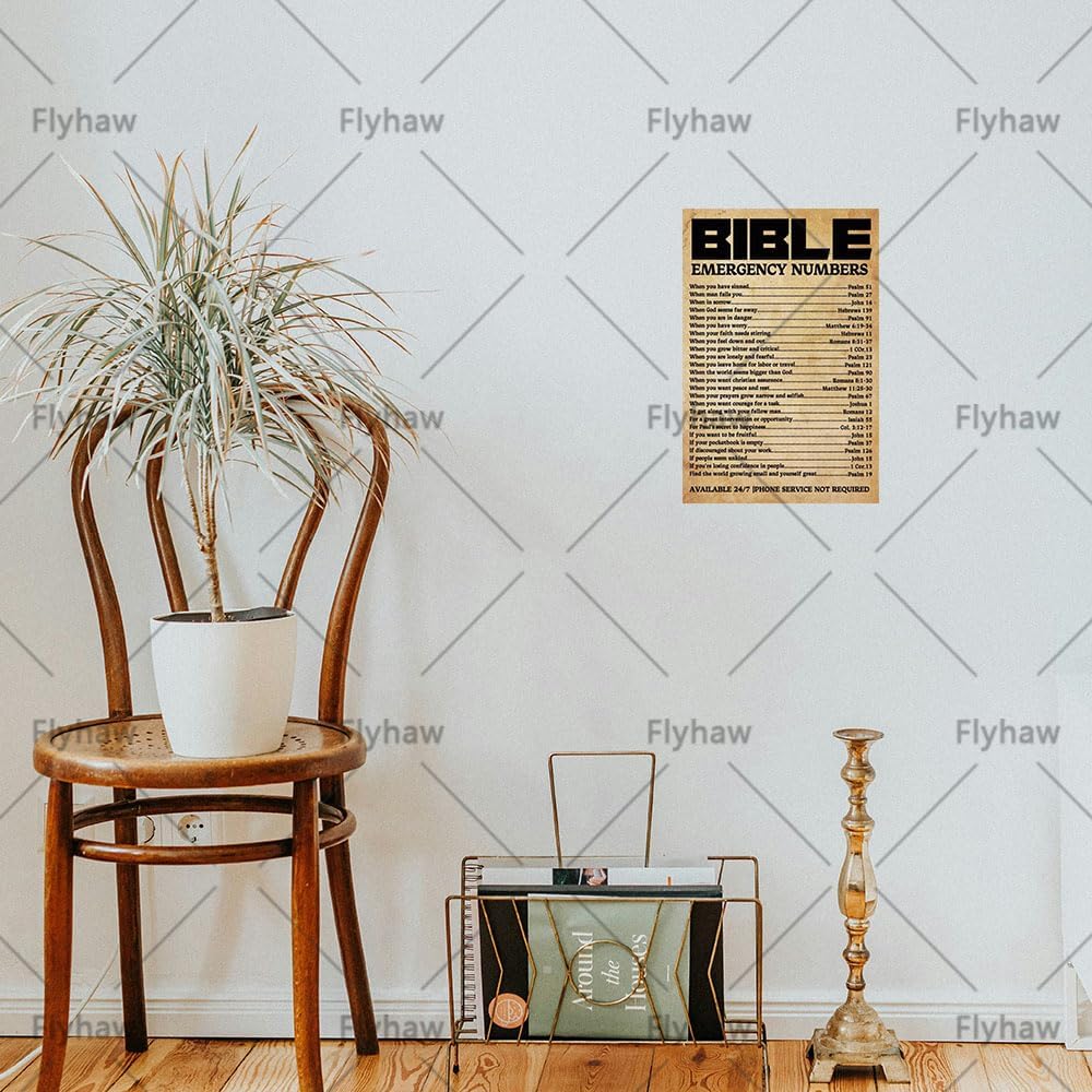 Bible Emergency Numbers Christian Wall Decor Metal Tin Sign Bible Inspirational Wall Art Tin Poster Christian Gift Bible Posters For Living Room Decor Office Decor Church or Room 8x12 Inch