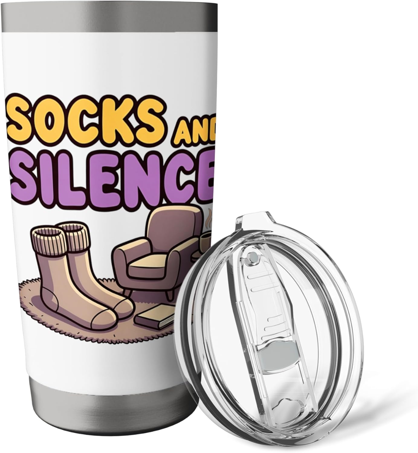 Socks and Silence Cozy Introvert Relax Design Stainless Steel Insulated Tumbler