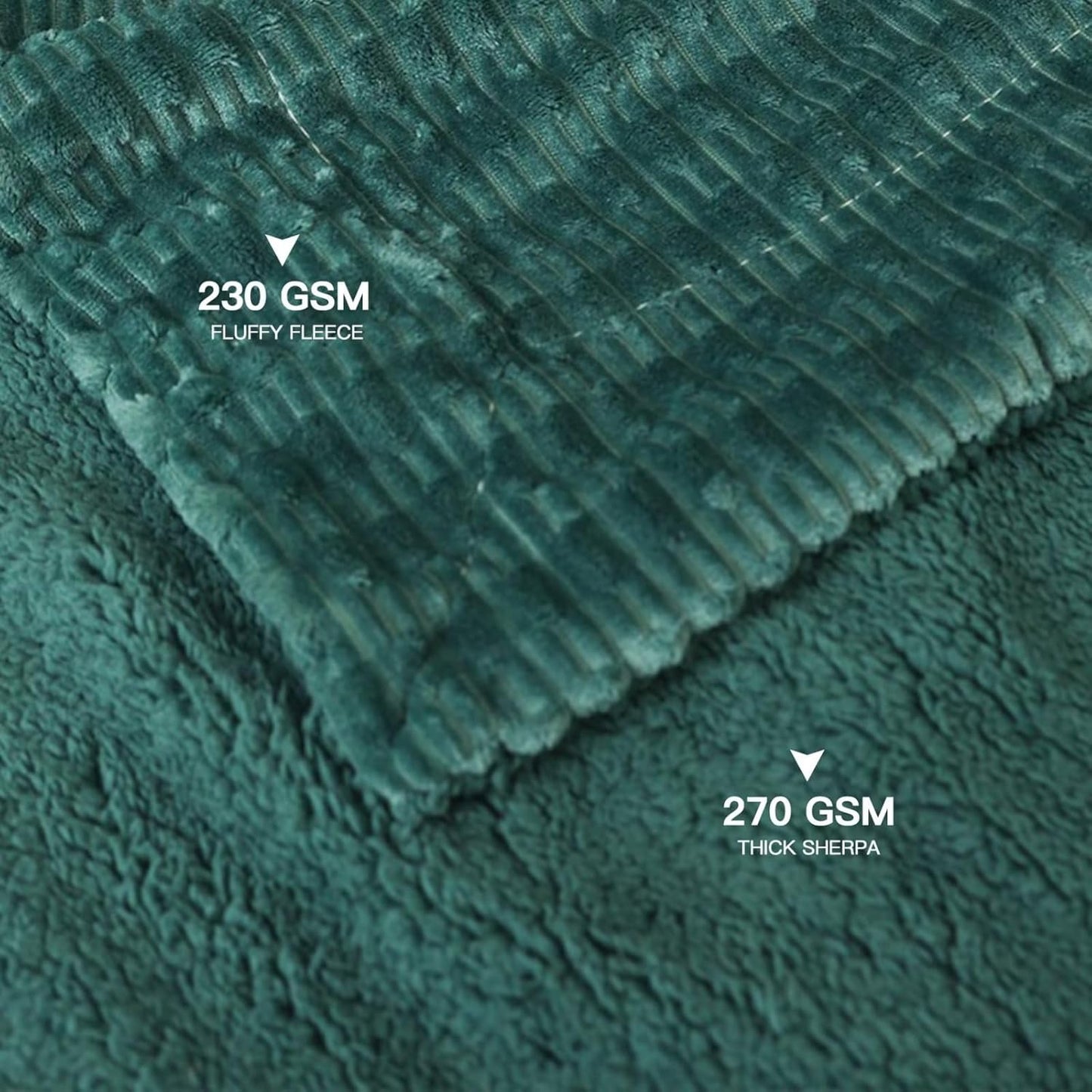 Sherpa Fleece Throw Blanket for Couch, Cozy Soft Warm Reversible Blankets for Bed and Sofa, 3D Jacquard Thick Fuzzy Plush Decorative Throw Blanket for All Seasons, Green, 50x60 Inches
