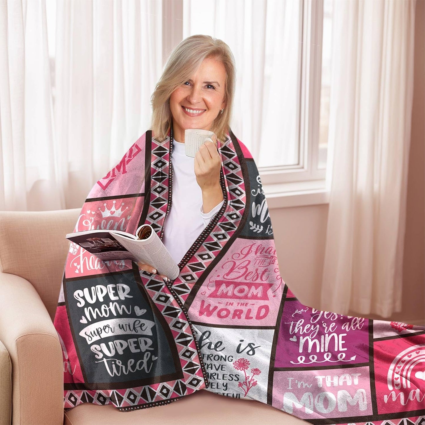 Best Mom Ever Blanket Gifts for Christmas Day, 60"X50" Mom from Daughter Son, Warm Soft Throw Blanket, Christmas,Valentine's Day