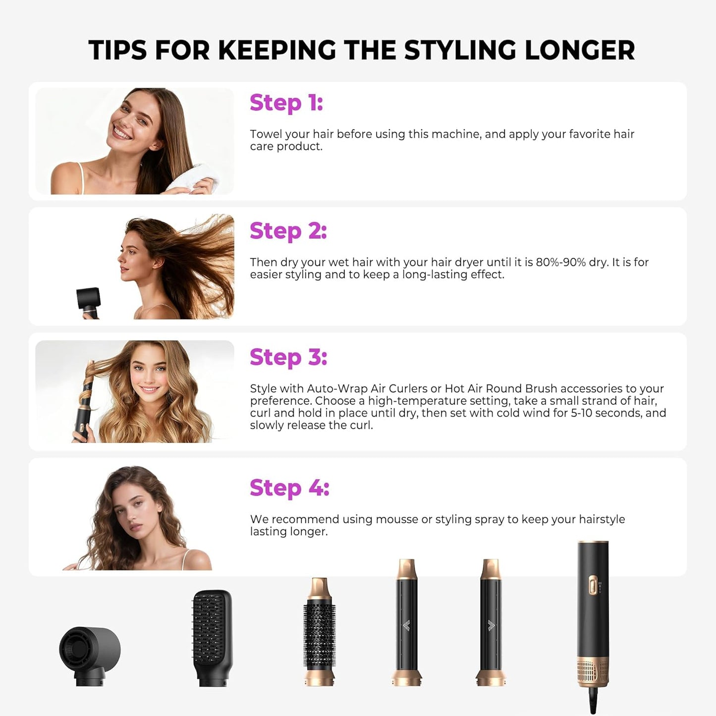 UKliss 5 in 1 Hair Styler & Blow Dryer Brush, Upgraded Detachable Hair Dryer Brush with Negative Ion, Air Curling Wrap for Drying, Curling, Straightening & Volumizing, Styling Tools for All Hair Types