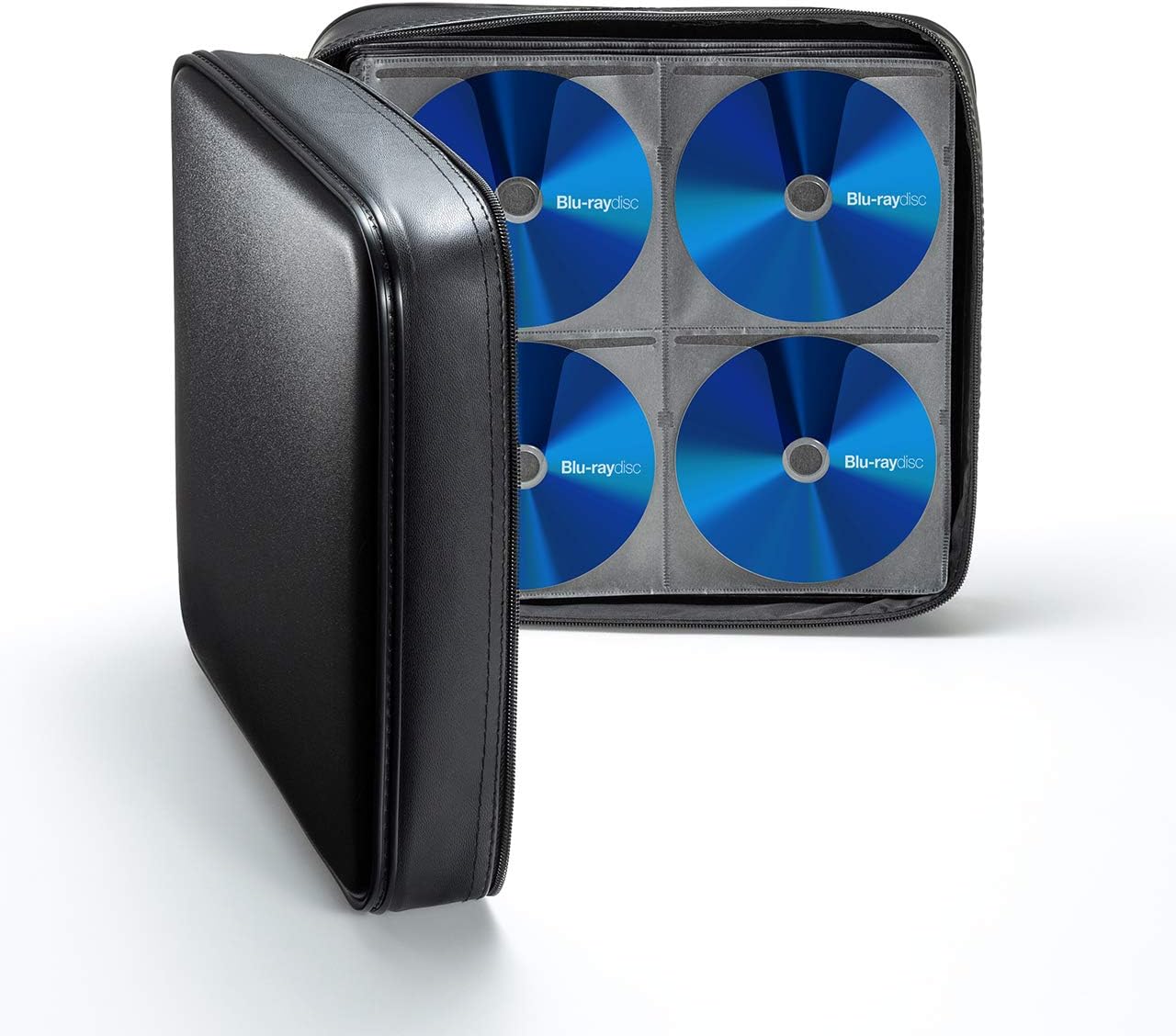 SANWA 320 Capacity CD Case, Large CD Sleeves, Portable DVD VCD Storage Box, Portable Zipper Bag, EVA Protective Blu-ray Wallet with Handle, For Car, Home, Office, Games Disc, Audio Music, Black