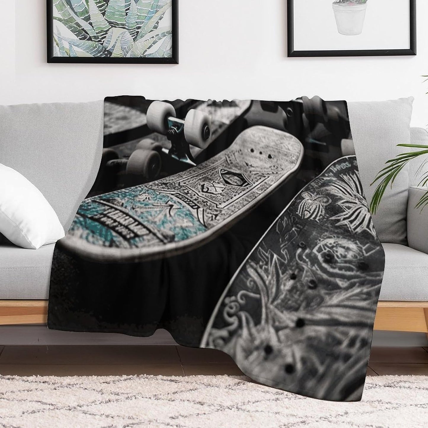 Skate Boards Blanket Super Soft Lightweight Throw Blanket Cute Cozy Warm Bed Blanket Decorative Fuzzy Blanket All-Season Home Decor Gift for Sofa Couch Living Room 30"*40"（76 * 100cm）