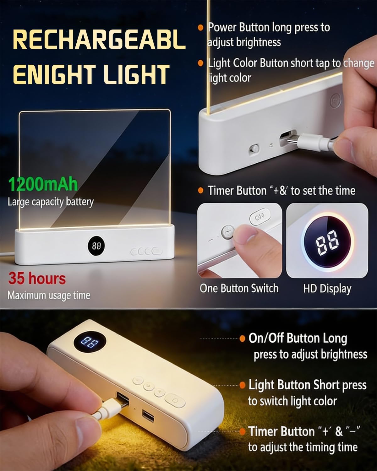 Book Light for Reading at Night Screen Flat Lamp LED Page Serene in Bed Rechargeable Smart Loght Little Lámpara Luz para Leer Libros De Noche Reader Mini Full Portable Kids Booklight (Pink)