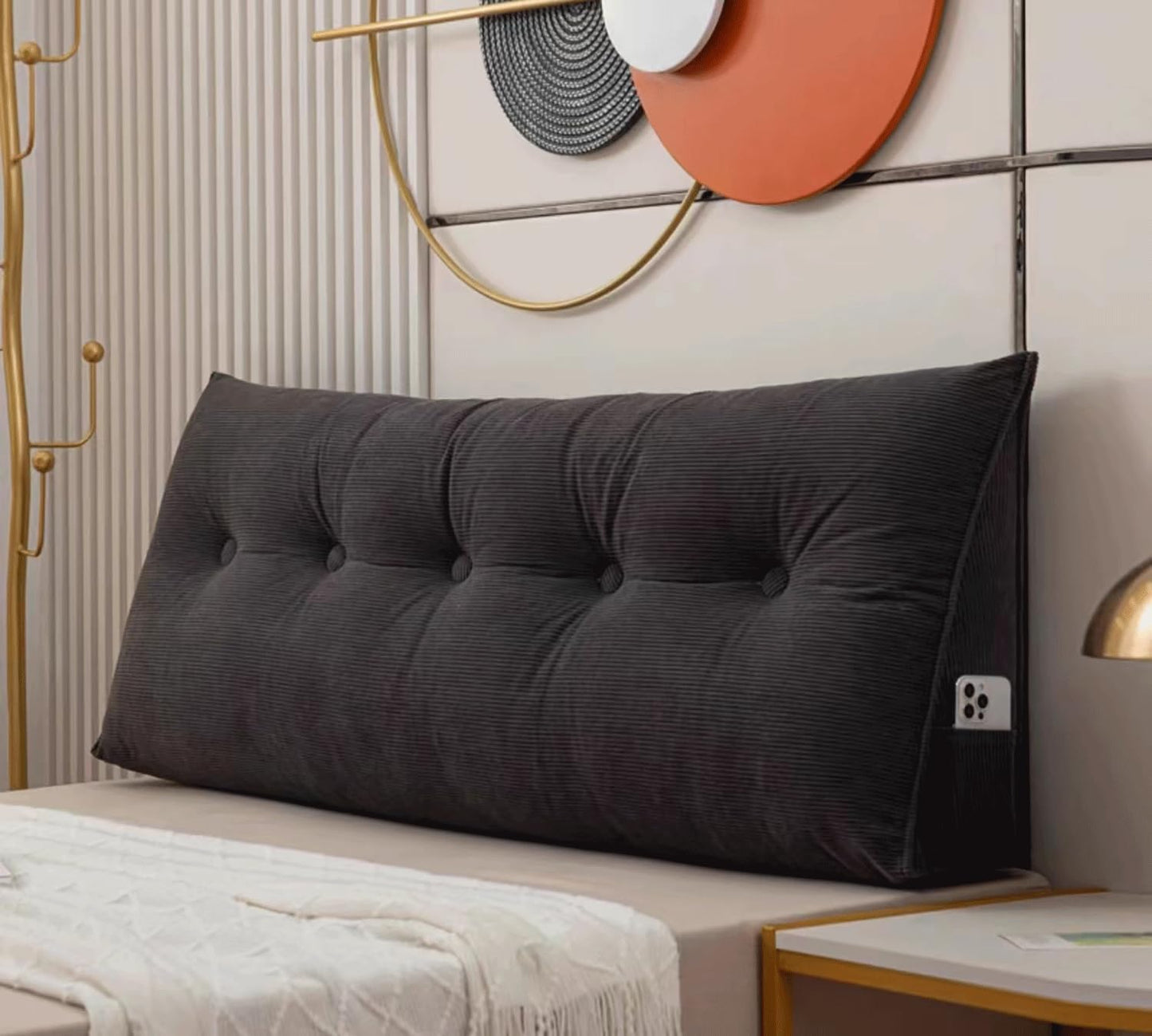 Large Triangular Pillows，Bedside Cushions, Lumbar Cushions, Soft Upholstered Dormitory Bedrooms, Simple Lumbar Pads, Detachable(Size:80x50x20cm,Color:C)