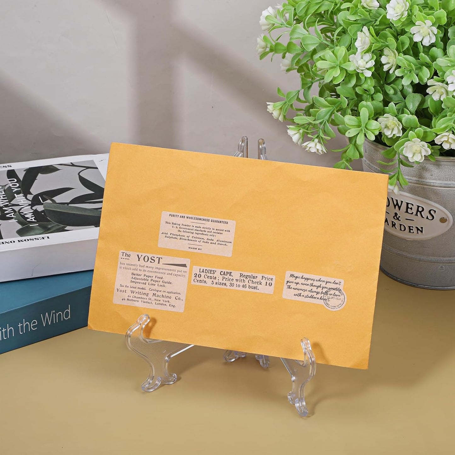 2Pcs 7" Clear Acrylic Display Stand/Plate Stands, Clear Folding Display Plate Holder Plate Holder Easel for Picture Photo Cards Book Home Decoration