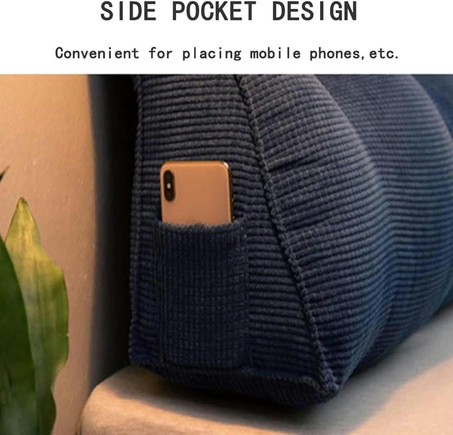Headboard Pillow, Large Back Support Reading Pillow, Triangular headboard Back Corduroy Positioning Support Cushion, King Size headboard Cushion, Suitable for Watching TV, Game Room, Sofa