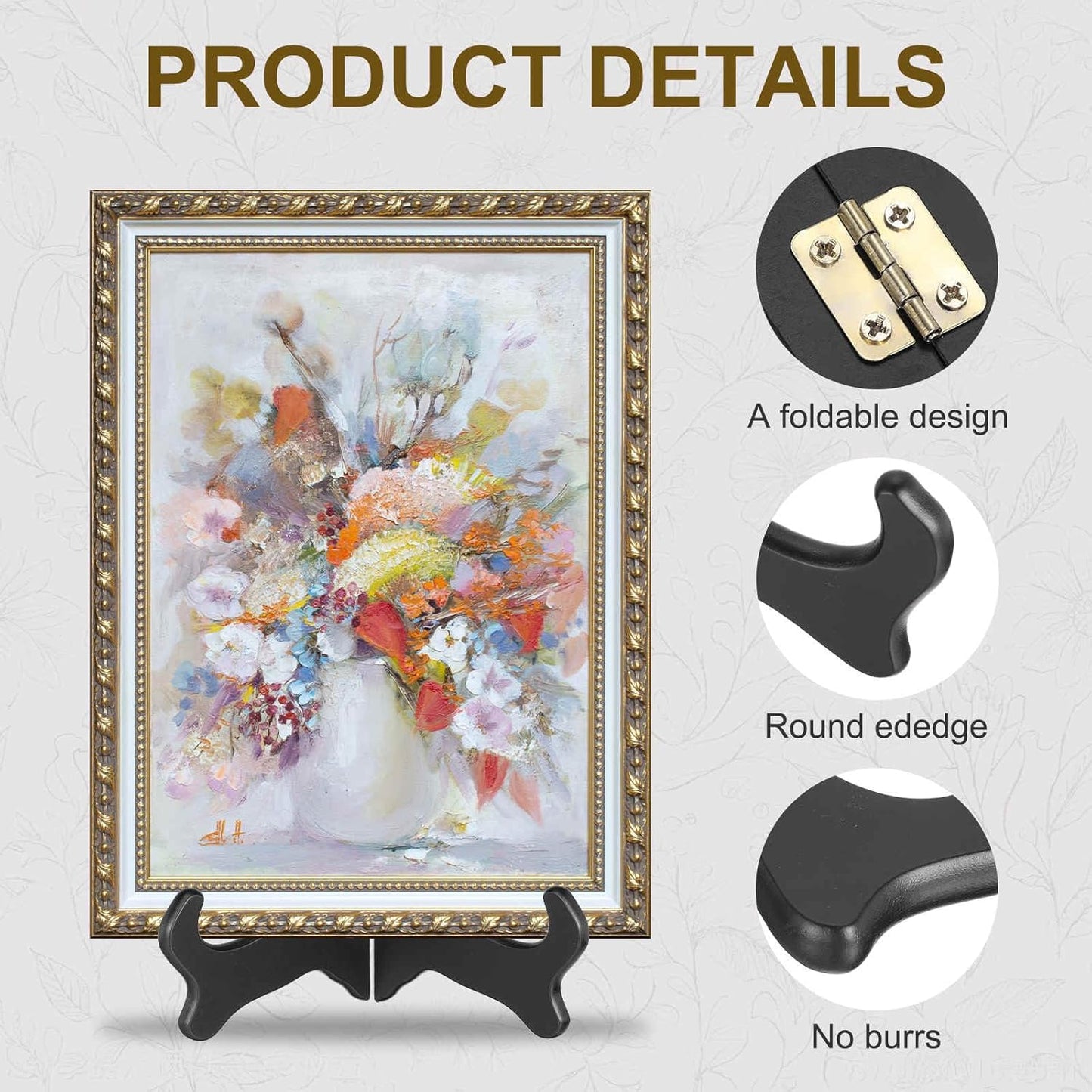 MECCANIXITY 2Pcs Wooden Easel Plate Holder, 12" Small Wood Easels Folding Table Display Stand for Decorative Picture Frame Book Artwork Desktop Ornaments, Black