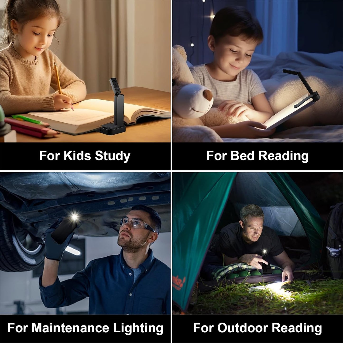 Rechargeable Book Light for Reading in Bed,Foldable & Portable Clip-On Mini Reading Light for Studying,3 Color Amber Eye Care & Stepless Dimming,80H LED Small Cordless Desk Lamp for Office,Home,Nail