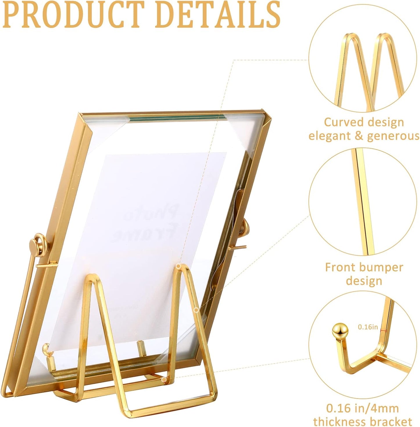 Kenning 24 Pieces Gold Plate Holder Easel Display Stand Metal Book Display Stand Tabletop Picture Frame Holder Photo Square Iron Easel Decorative for Kitchen Office Room Tabletop(3 Inch)