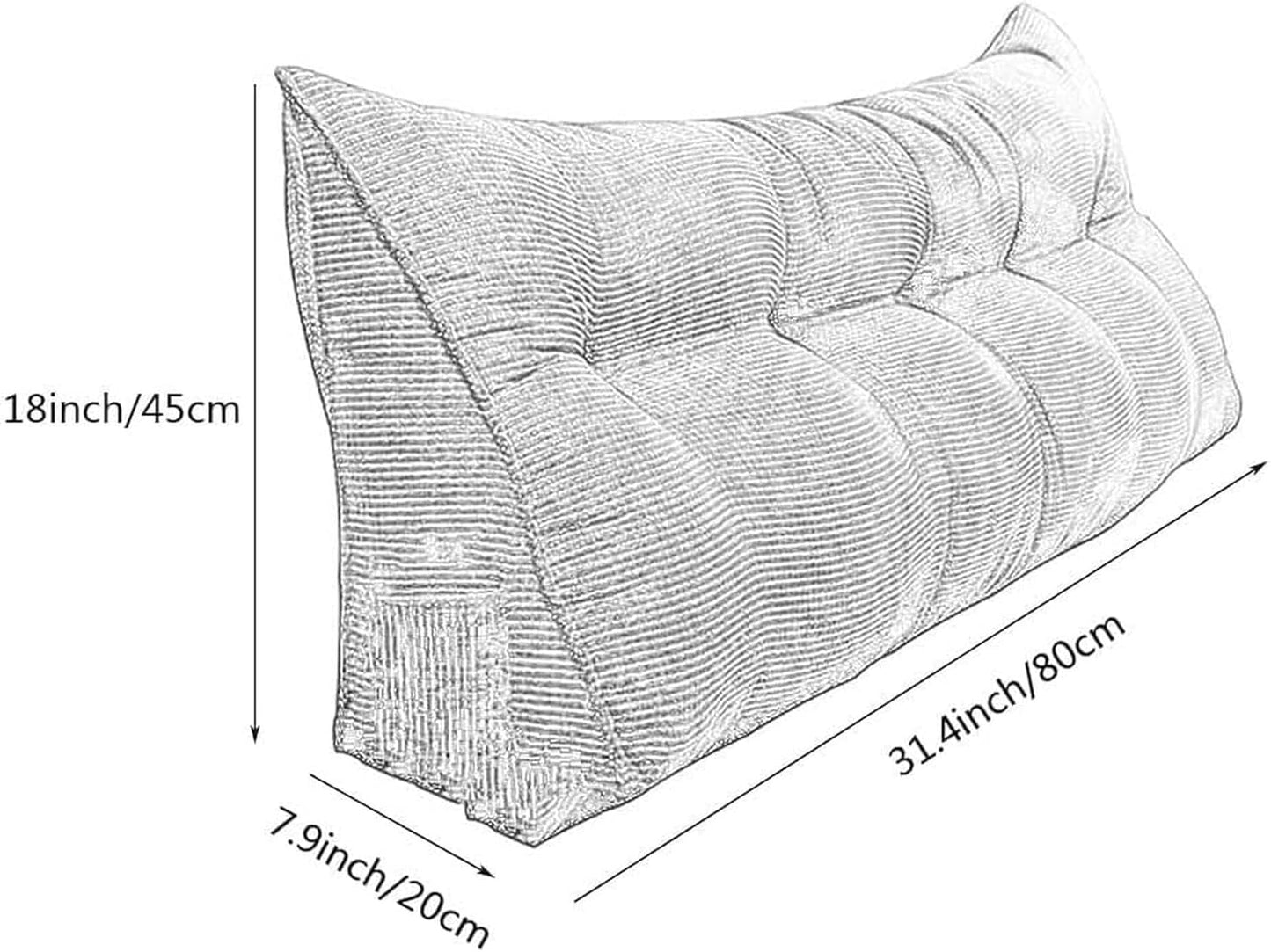 Soft Double Headboard, Never Collapse Support Cushions Removable Washable Cover Bright Color Reading Triangular Wedge Pillow Bed Rest Pillows(Blue,80cm)