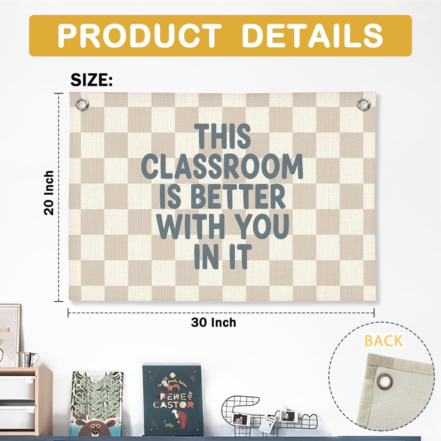 Boho Classroom Decor,Classroom Must Haves, Welcome Sign Canvas Banner Wall Hanging Banner Flag, Positive Affirmations Back To School This Classroom Is Better With You In It 30x20 inchs