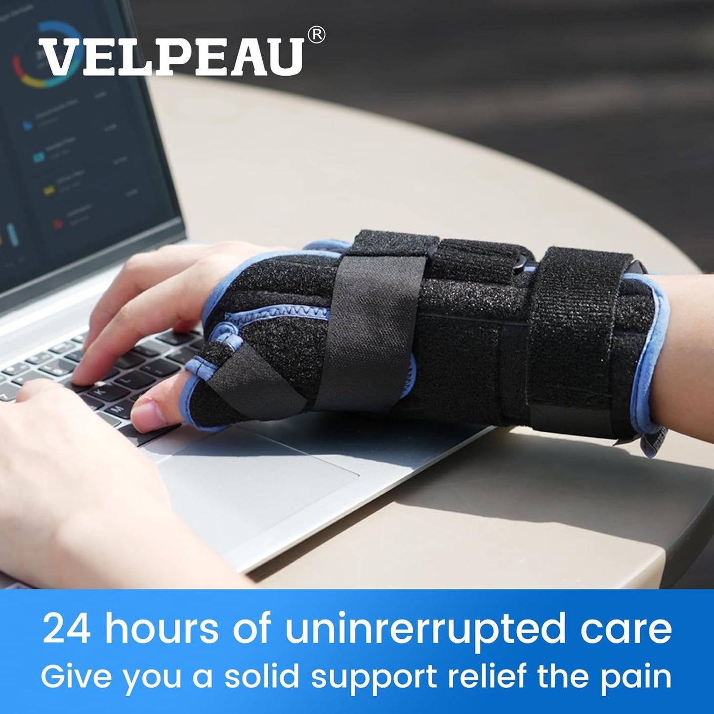 Velpeau Carpal Tunnel Wrist Brace with Thumb Stabilizer Night Support, Completely Stabilizes Wrist Thumb Joint, Pain Relief for Tendonitis, De Quervain's Tenosynovitis, Arthritis (Reg, Right Hand, L)
