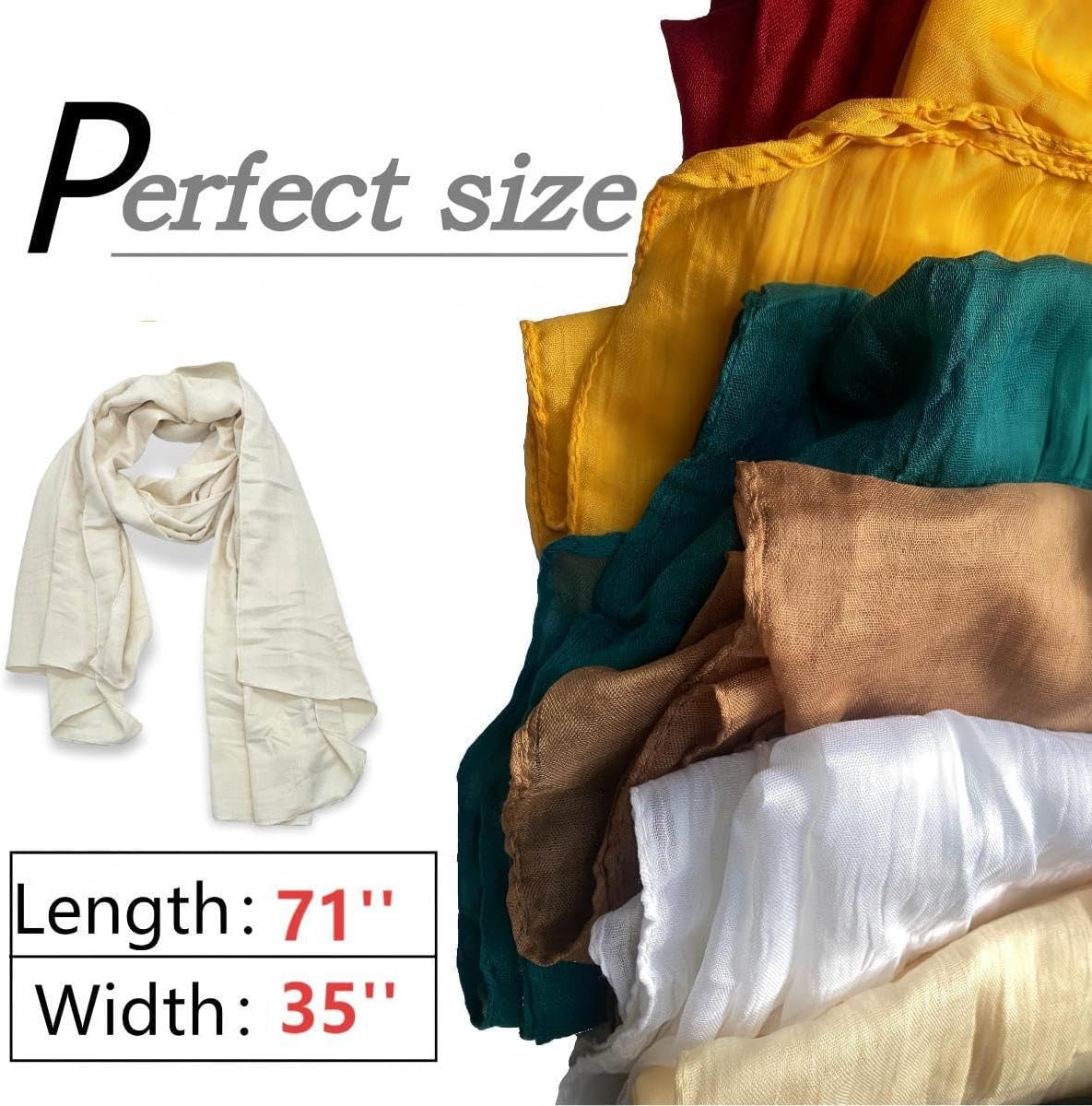 Cotton Blend Vintage Soft Scarf With Fringed Edges