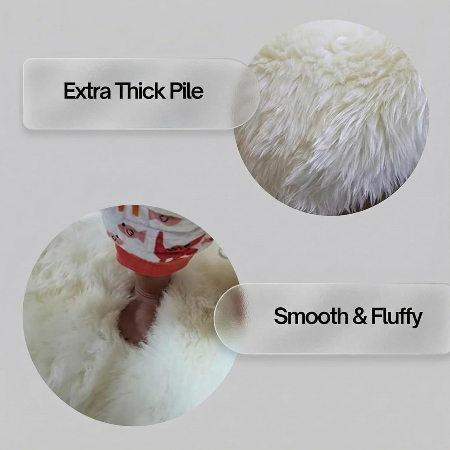 Genuine Sheepskin Rug – New Zealand Sheep Skin Fluffy Soft Single Pelt Lambskin for Bdroom, Living Room, Sofa, Chair, Bedside – Natural Ivory White Area Rug (2 x 3 ft)