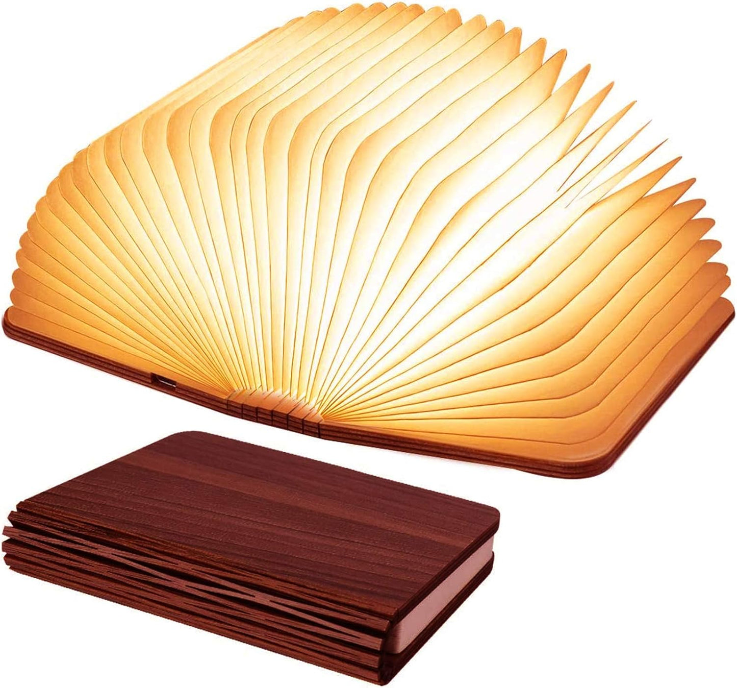 Vergissm Wooden Book Light, 3 Colors Folding Book Lamp, LED Book Light Rechargeable Foldable Paper Lamp for Home Decor Birthday Gifts