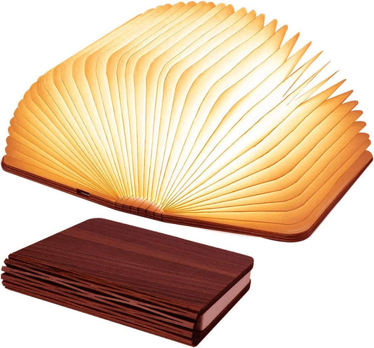 Vergissm Wooden Book Light, 3 Colors Folding Book Lamp, LED Book Light Rechargeable Foldable Paper Lamp for Home Decor Birthday Gifts
