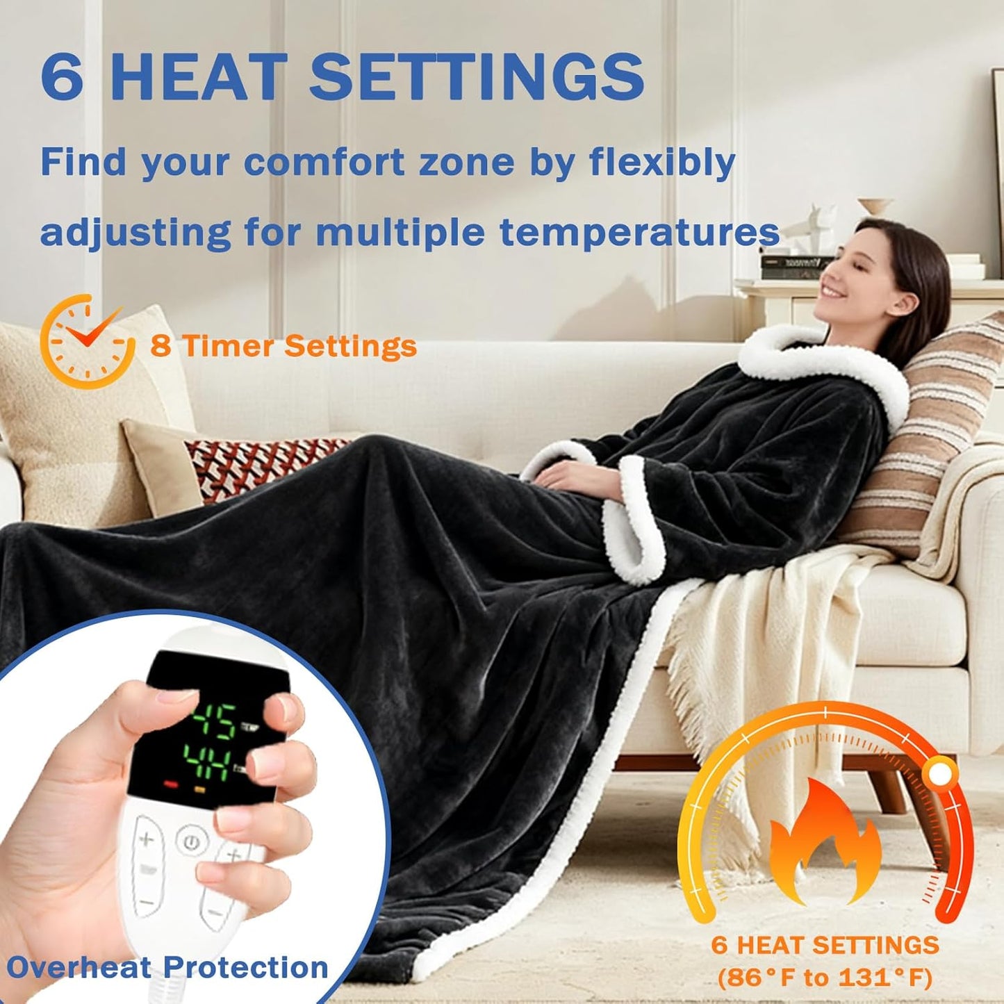 Heated Wearable Blanket with Feet, 2026 Upgrade Heated Wearable Blanket, 50"X70" Electric Blanket Heated Robe for Home, 10 Heating Levels Robe Blankets for Mom (Beige)