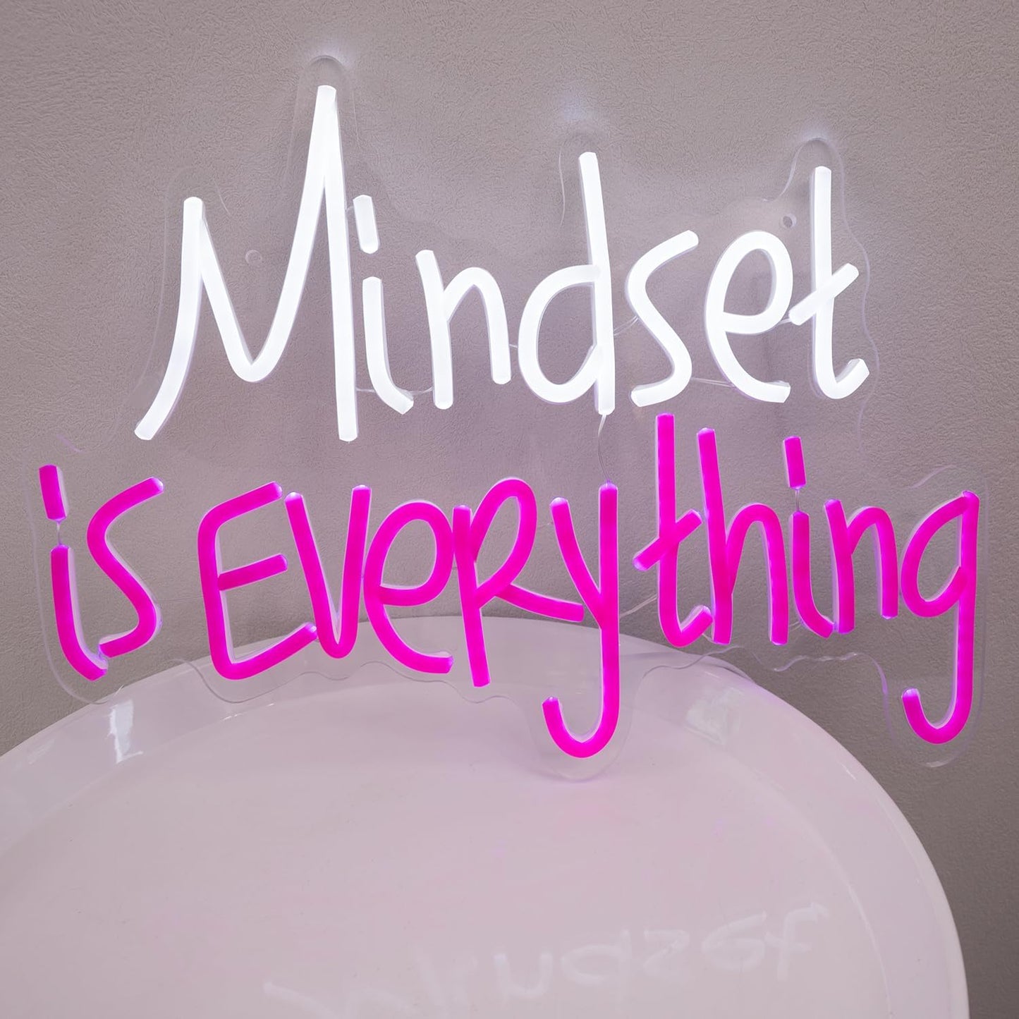 Mindset is Everything Neon Sign Dimmable LED Light Up Sign，USB Powered Positive Quotes Motivational Neon Light for decoration, back-to-school season, graduation season, student gifts