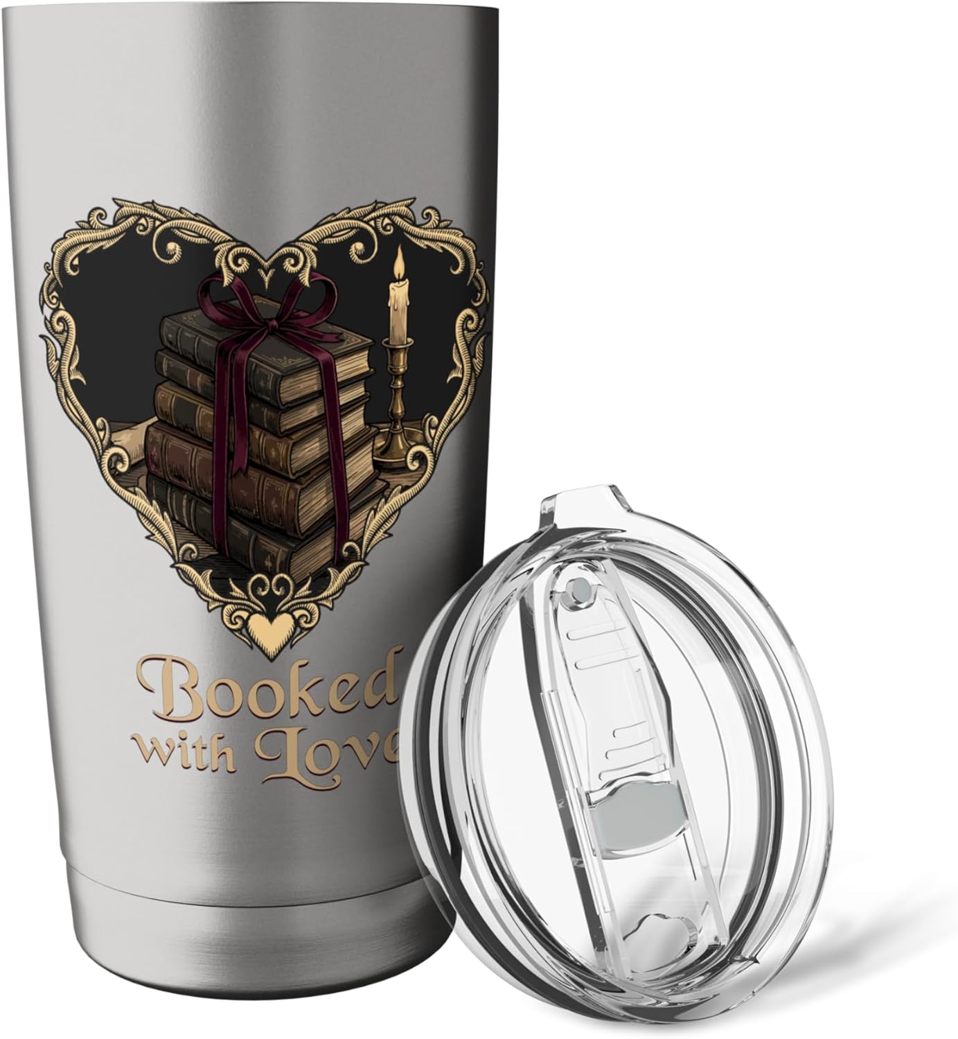 Booked with Love Romantic Reader Dark Academia Aesthetic Stainless Steel Insulated Tumbler