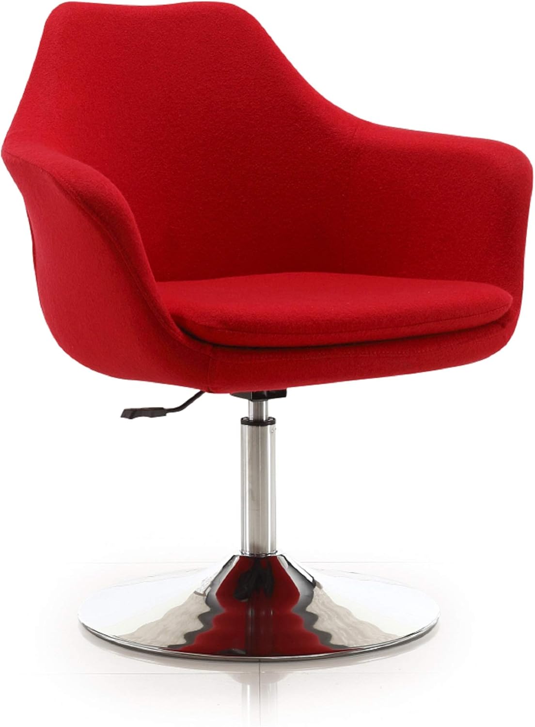 Manhattan Comfort Kinsey Adjustable Swivel Accent Chair Set of 2 with 360° Turn, Upholstered in Wool Blend, Polished Chrome Base, Ergonomic Design for Living Room & Home Office, 300 Lbs Capacity, Red