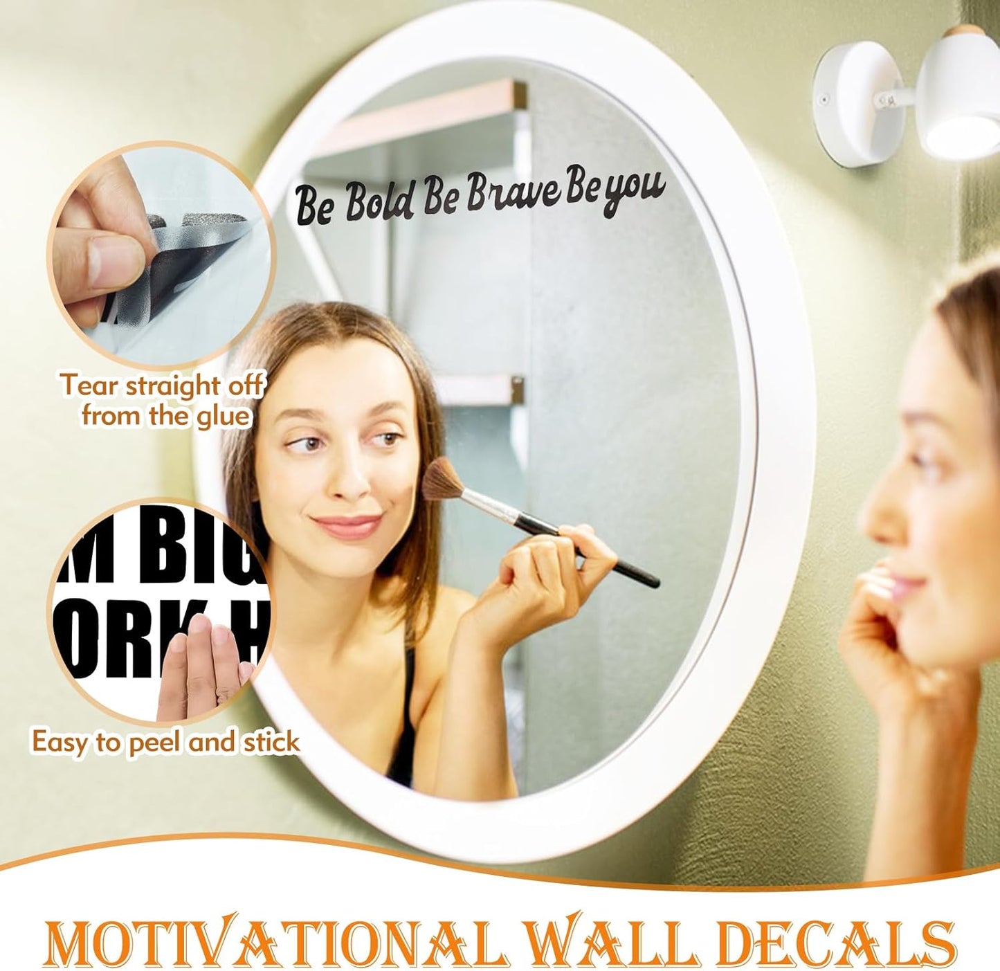 6 Sheets Decals for Walls, Inspirational Wall Stickers, Motivational Wall Decals Peel and Stick, Positive Saying Wall Art for Bedroom Office Teen Room Decor (Never Give up, Dream Big & More)