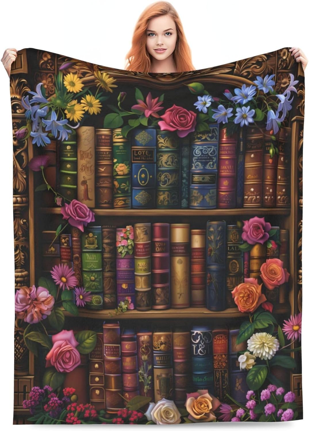 Book Blanket Gifts for Book Lovers, Flannel Book Librarian Gifts, Book Club Gifts for Reading Lover Bookish, Literary Gift Ideas, Best Bookworm Gifts on Birthday Graduation, Plush Book Decor 50x60in