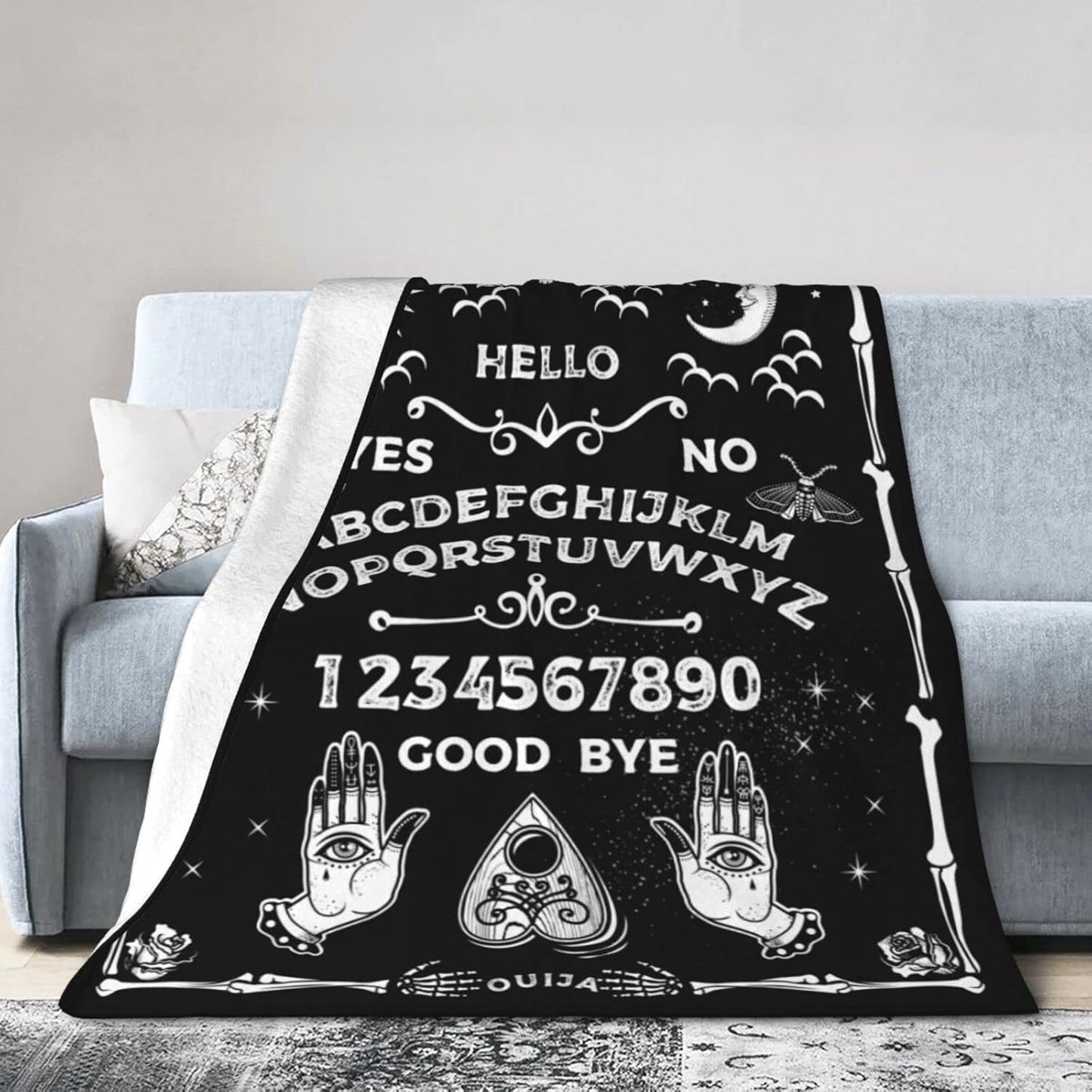 Ouija Board Goth Gothic Throw Blanket Magic Super Soft Warm Bed Blankets For Couch Bedroom Sofa Office Car, All Season Cozy Flannel Plush Blanket For Girls Boys Adults, 60"X50"