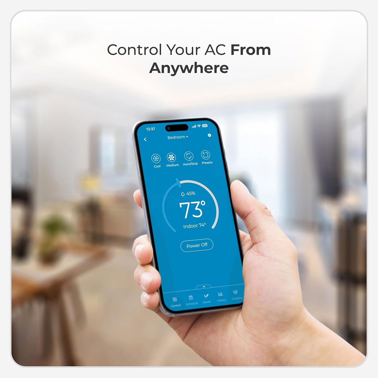 Breez Max Smart AC Controller | AHR Product of the Year WiFi Thermostat for Mini-Split, Window, Portable AC/Heat Pump | AI-Based Tech | Free App, No Subscription | Alexa, Google, IFTTT etc. (White)