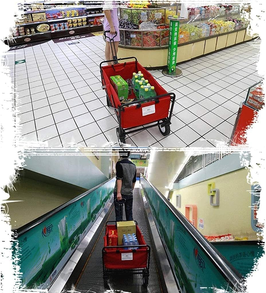 Portable Folding Garden Troey Cart Heavy Duty Wagon with Canopy Multi-Function ping Cart for Outdoor Camping Beach Pu Truck (Color : A)