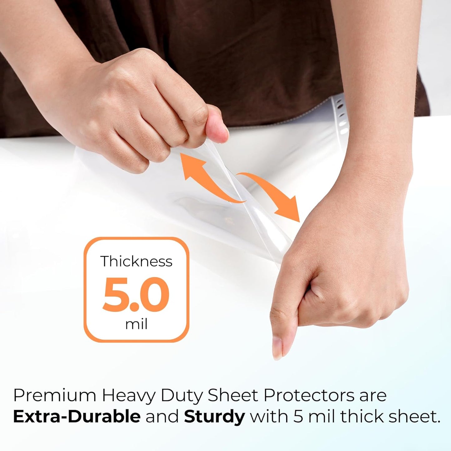 100 Pack, Heavy Duty Sheet Protectors 8.5 x 11, Clear Finish, Top Loading 9.25 x 11.25 inch, Clear Page Protectors, Plastic Sleeves Reinforced 11-Hole Fit for 3 Ring Binder
