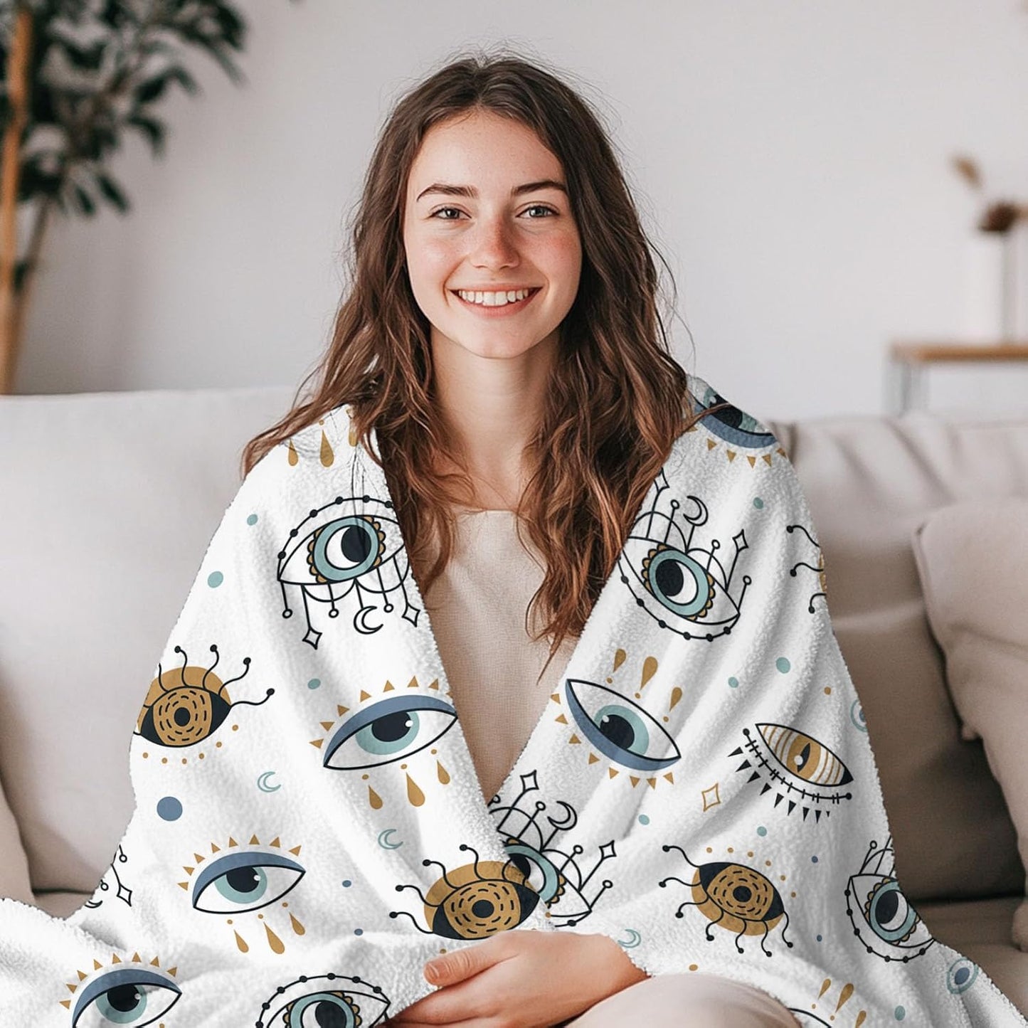 Soft Eye Gifts for Women, Eye Blanket for Men, Eye Blanket for Sofa Couch Bed, Cozy Birthday Gifts for Him, Warm Decorative Blankets for Travel, Gift for Christmas Thanksgiving 40x50