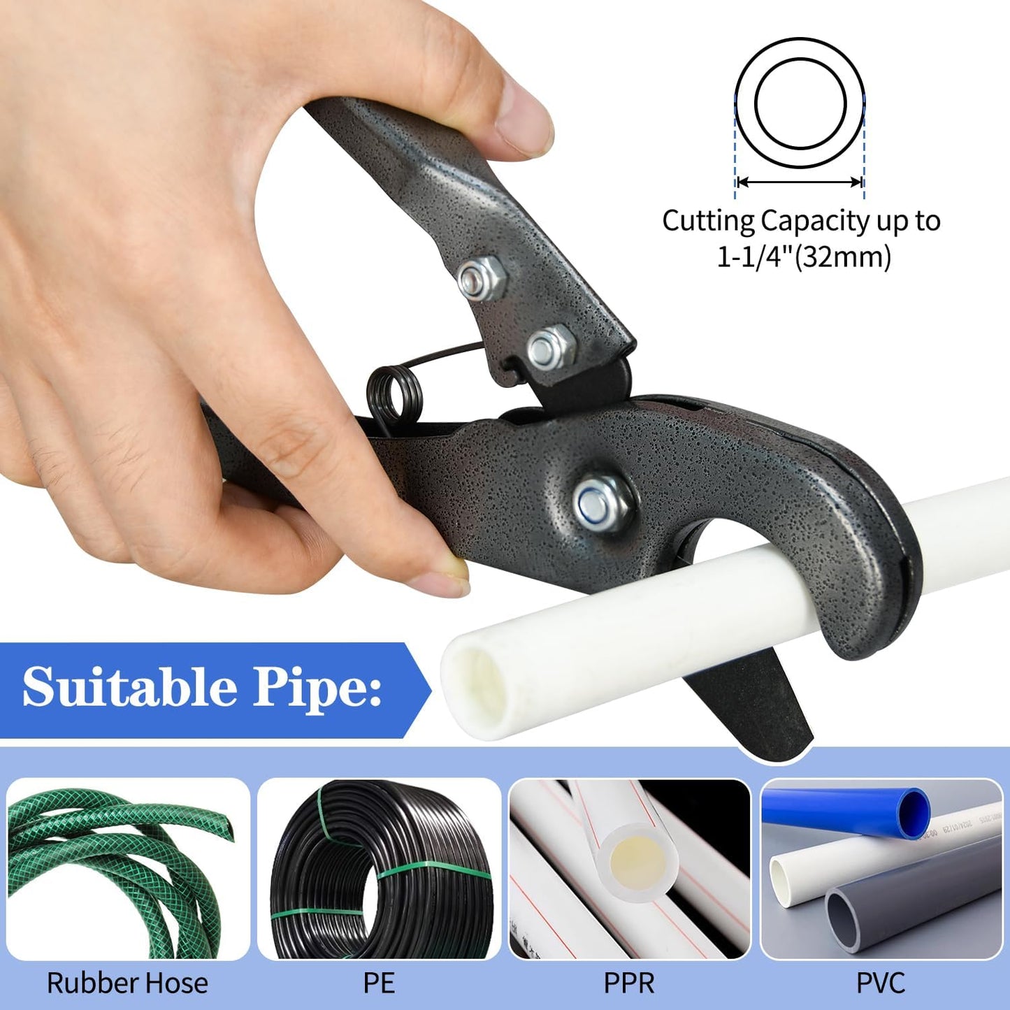PEX Cinch Clamp Tool Kit, 3/8" to 1" PEX Pipe Clamp Cinch Tool with 30 pcs 1/2" PPSU PEX Fittings Combo, 1pcs Pipe Cutter, 70 pcs 1/2" PEX Cinch Clamps, 10pcs 3/4" PEX Cinch Clamps