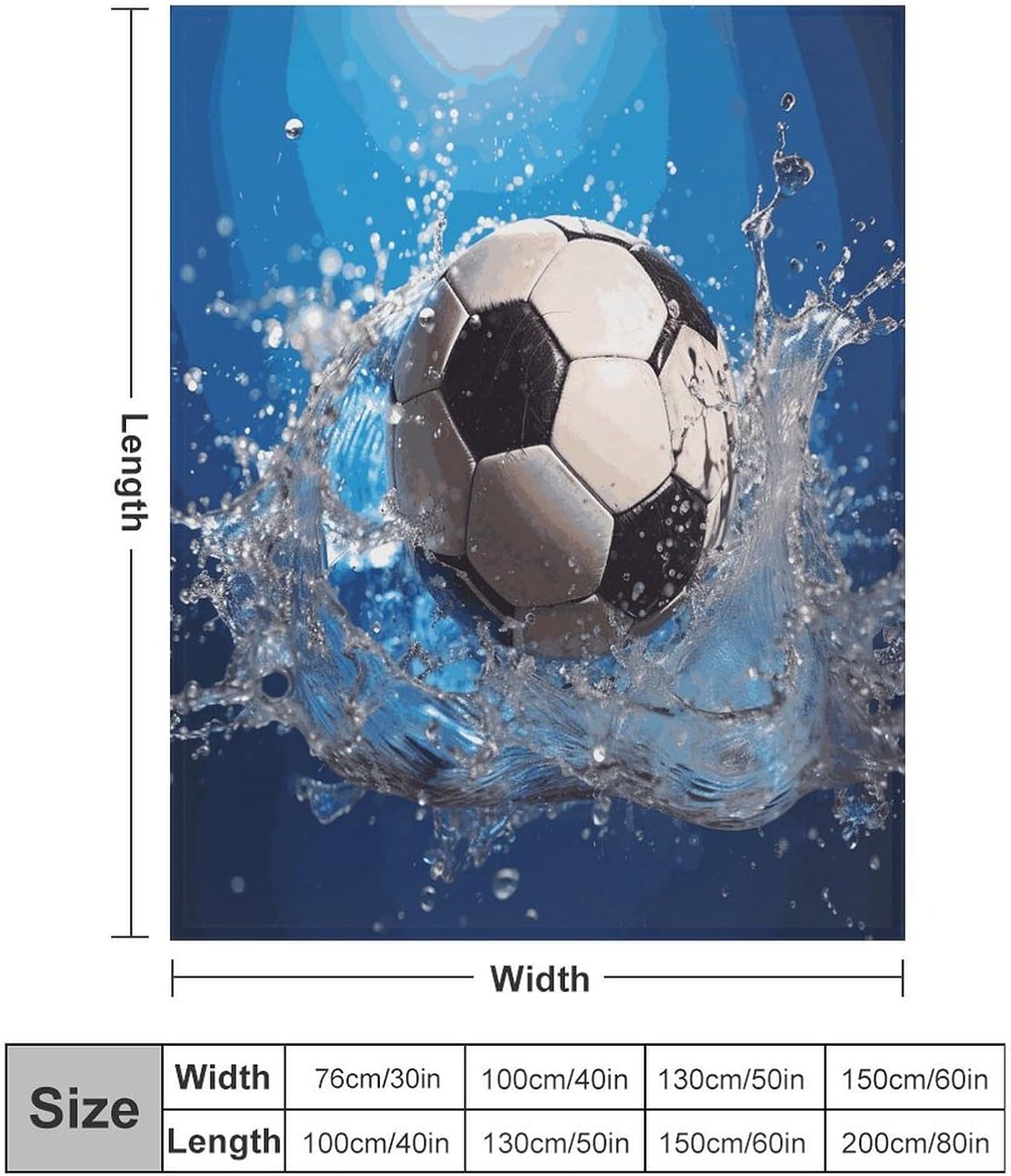 Soccer Ball Water Blanket Super Soft Lightweight Throw Blanket Cute Cozy Warm Bed Blanket Decorative Fuzzy Blanket All-Season Home Decor Gift for Sofa Couch Living Room 40"*50" （100 * 130cm）