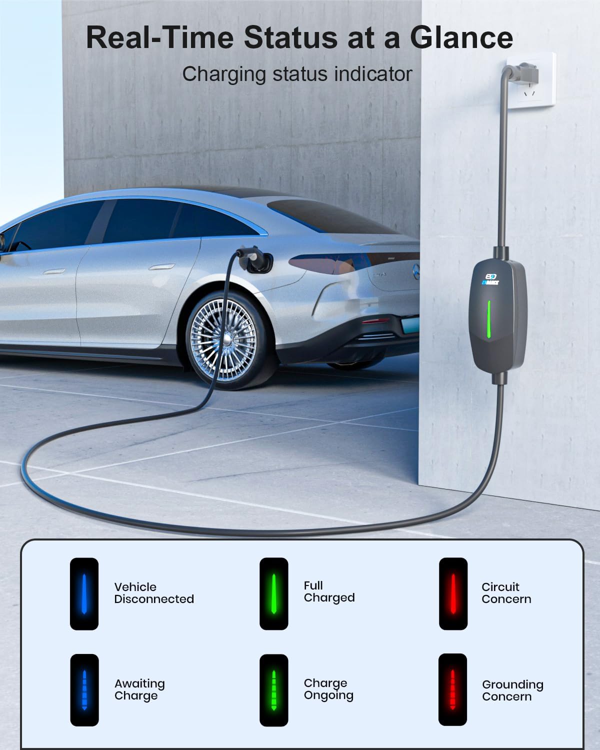 Level 1&2 EV Charger, Electric Vehicle Portable Charger with 25FT Cable, Home EV Charging Station for J1772 Electric Cars, 12A 120V/16A 240V, NEMA 5-15 & NEMA 6-20 Plug