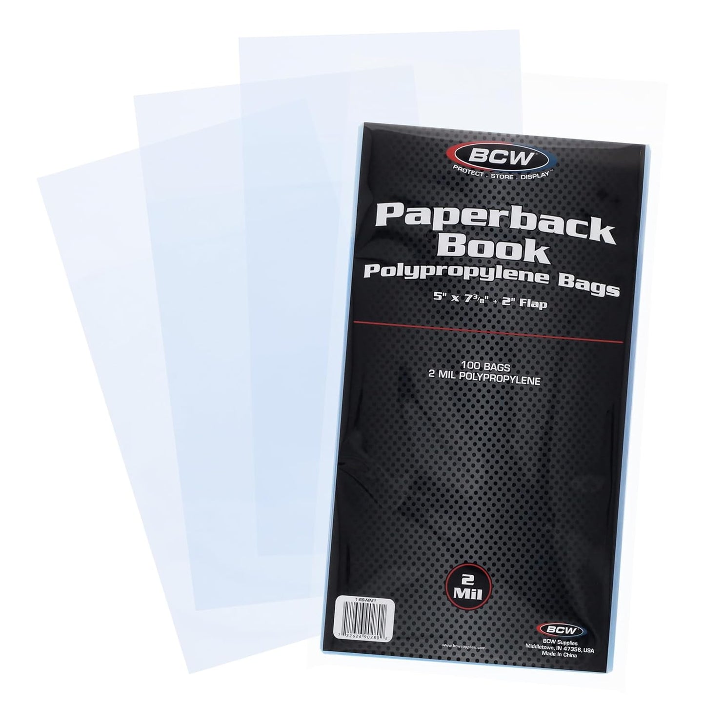 BCW Paperback Book Bags - 100-Pack | 5 x 7 3/8 Inches | Crystal Clear Polypropylene, Acid-Free Protection for Your Pocket Paperbacks | Book Covers for Paperbacks