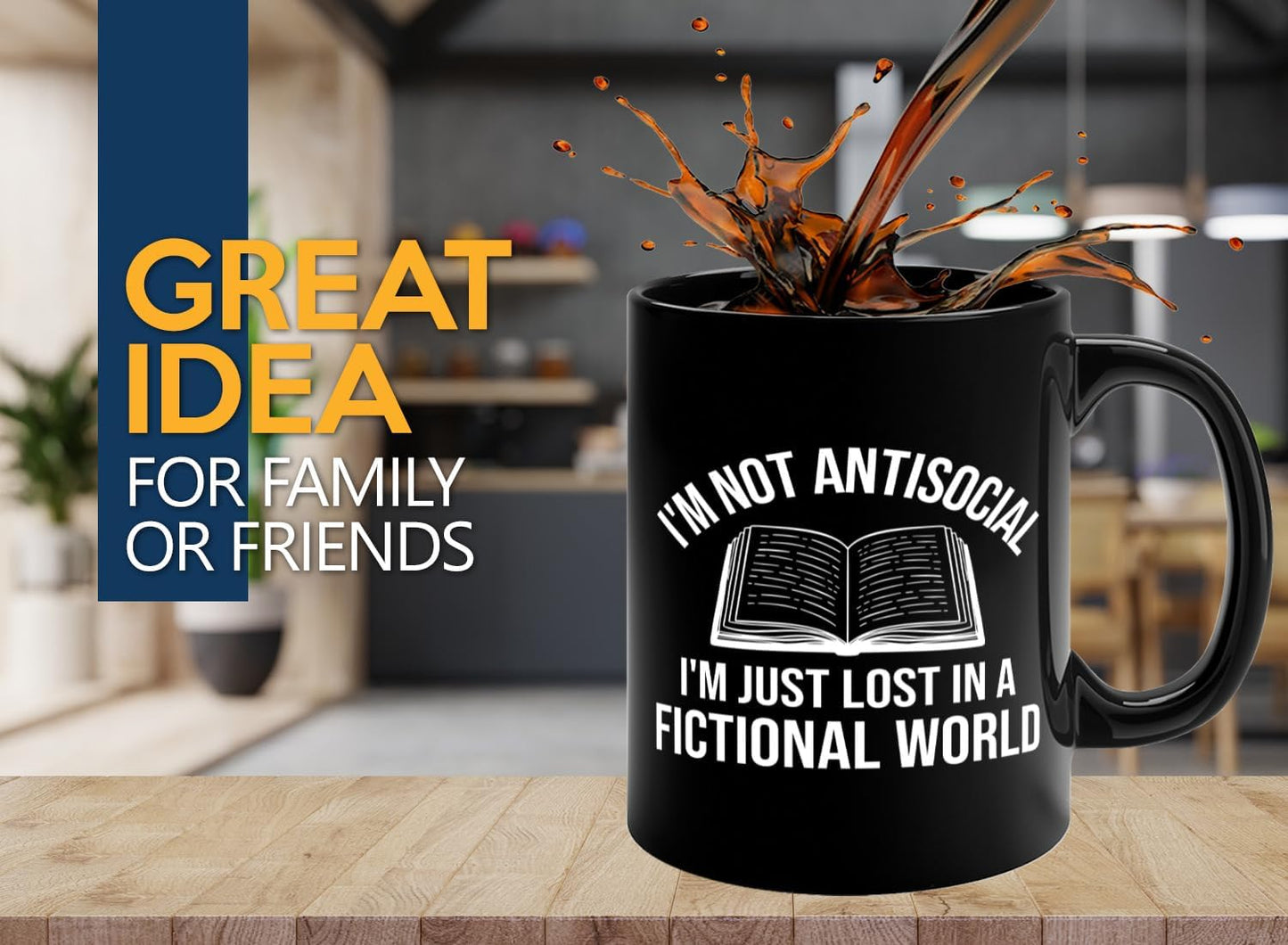 Book Lover Coffee Mug 11oz Black -Im not antisocial - Bookworm Literature Library Book Lover Reader Booked Editor Intellectual Studious