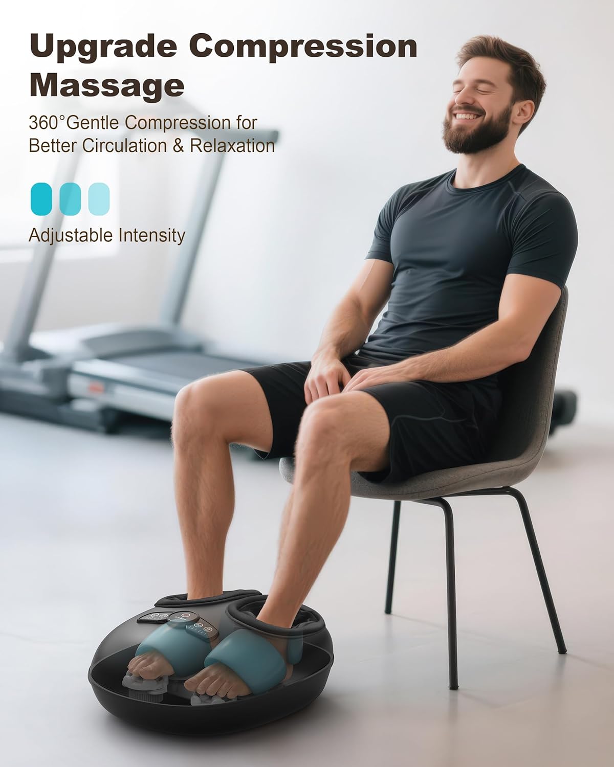 Beleduc Foot Massager with Heat and Compression, Deep Kneading Shiatsu Foot Massage for Plantar Fasciitis, Neuropathy & Circulation, 3 Intensities, Washable Covers, Fits Up to Men Size 14, Black