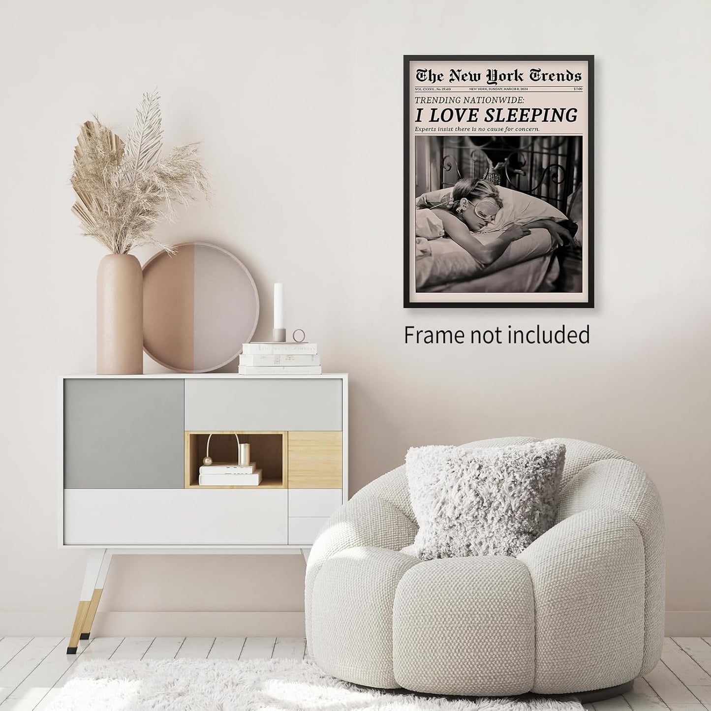 VERENIX Retro Black and White Feminist Wall Art Newspaper Aesthetic Canvas Posters Vintage Funky Girl Sleeping Prints for Girly Dorm Bedroom Wall Decor 08x10 inch Unframed