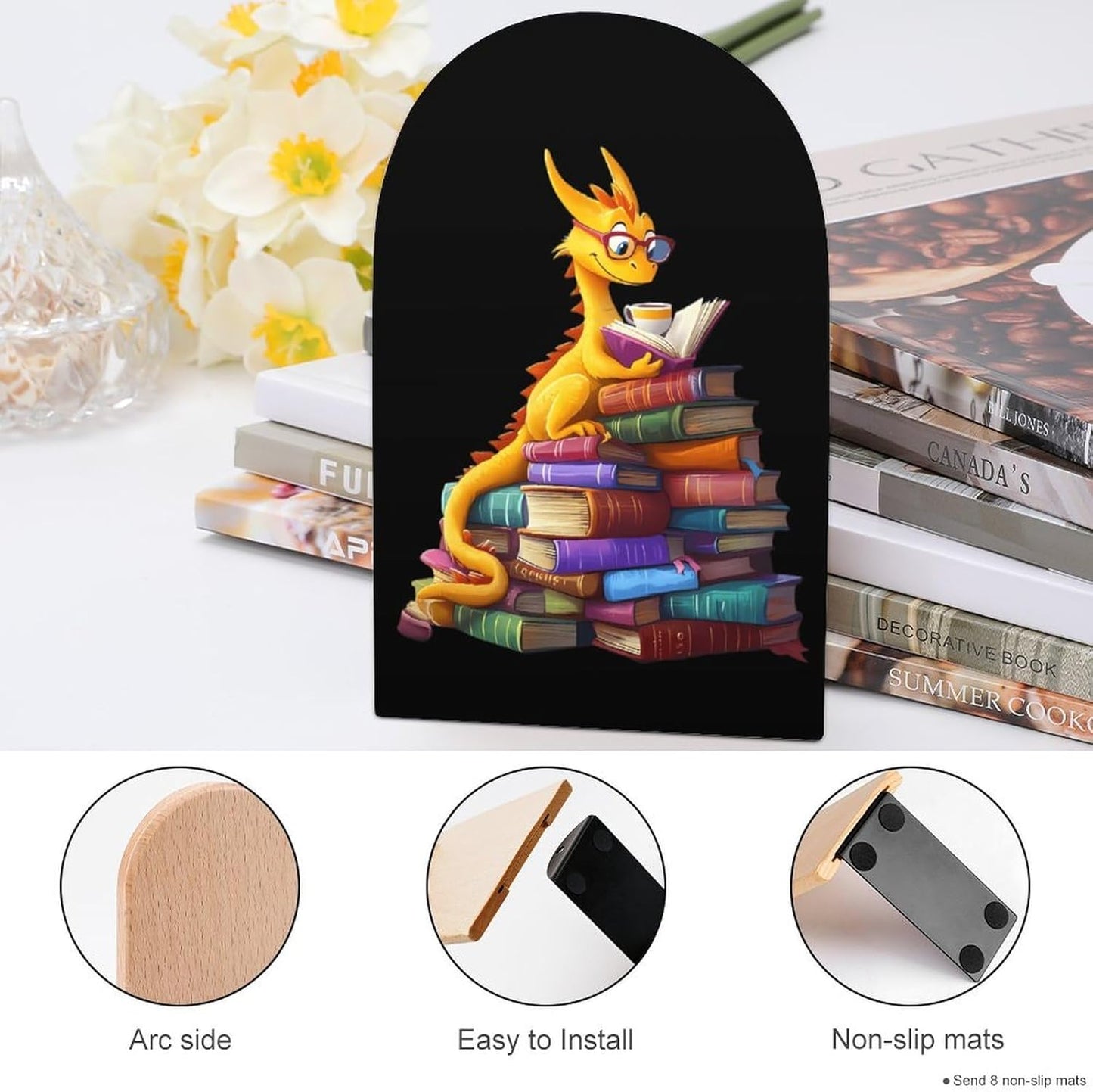 Deagon Reading Books Decorative Bookends for Shelves 1 Pair Book Ends Stoppers Holder for Home Office