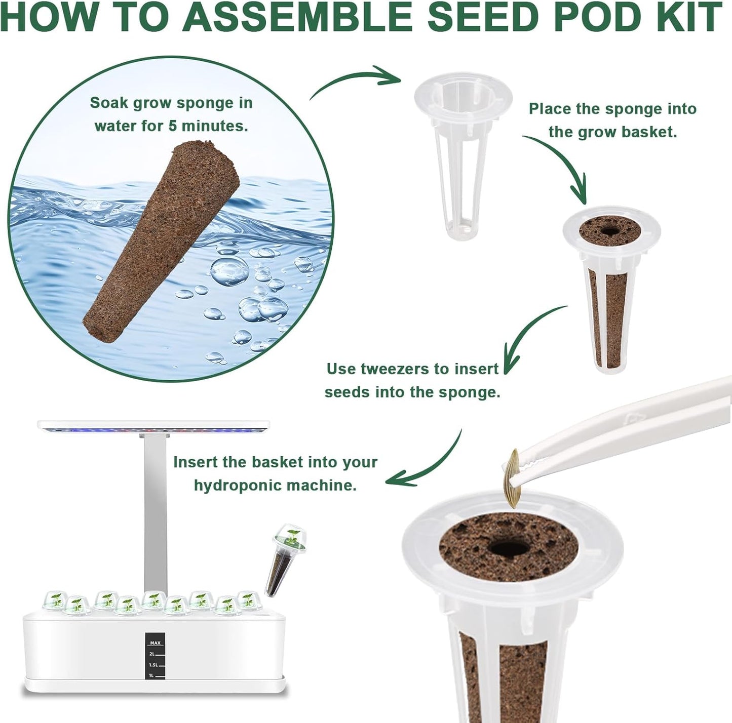 Salad Greens Seed Pod Kit with Lettuce and Tomato, Red and Green Leaf, Butter Head, Spinach for Hydroponic Pods, Grow Anything for Hydroponics Growing System Kit, Plant Food and Growing Guide 8-Pod