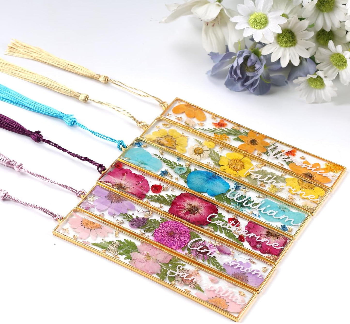 LET'S RESIN 12pcs Bookmark Bezels for Resin with Tassels, UV Resin Molds for DIY Bookmarks, Metal Bookmark Bezels Bulk for Craft Supplies & Wind Chime Accessories (Tape Not Included)