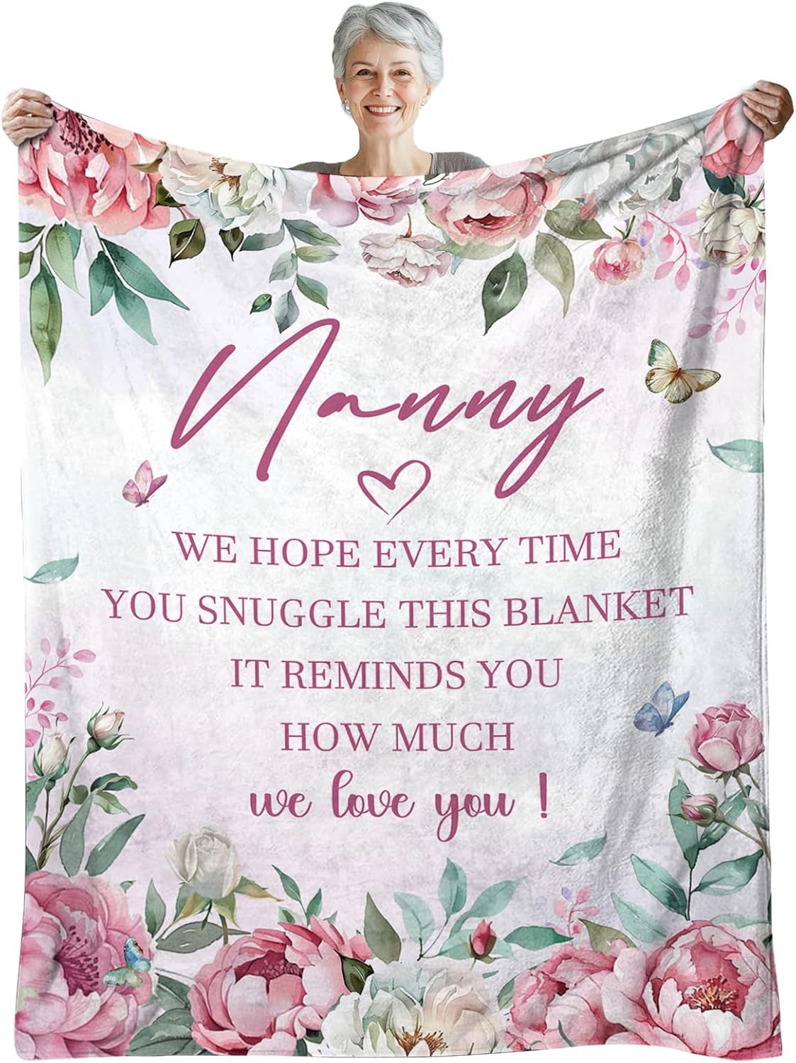 Nanny Gifts for Grandma, Nanny Birthday Gifts from Grandkids for Mothers Day Retirement Christmas Soft Flannel Throw Blanket 60"x50"