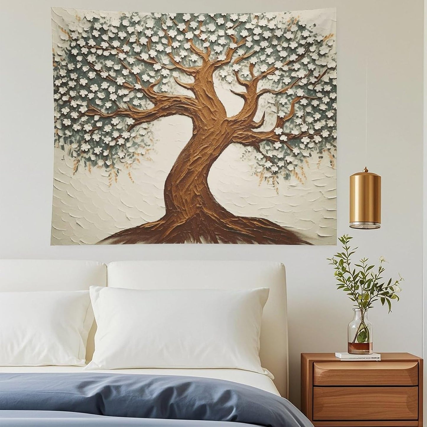 HETVBNS Tree Printed Tapestry Wall Hanging - 50"x60" Aesthetic Tapestries Soft Polyester Wall Art Decor Large Tapestry for Bedroom Living Room Dorm Backdrop, Hanging Kit Included