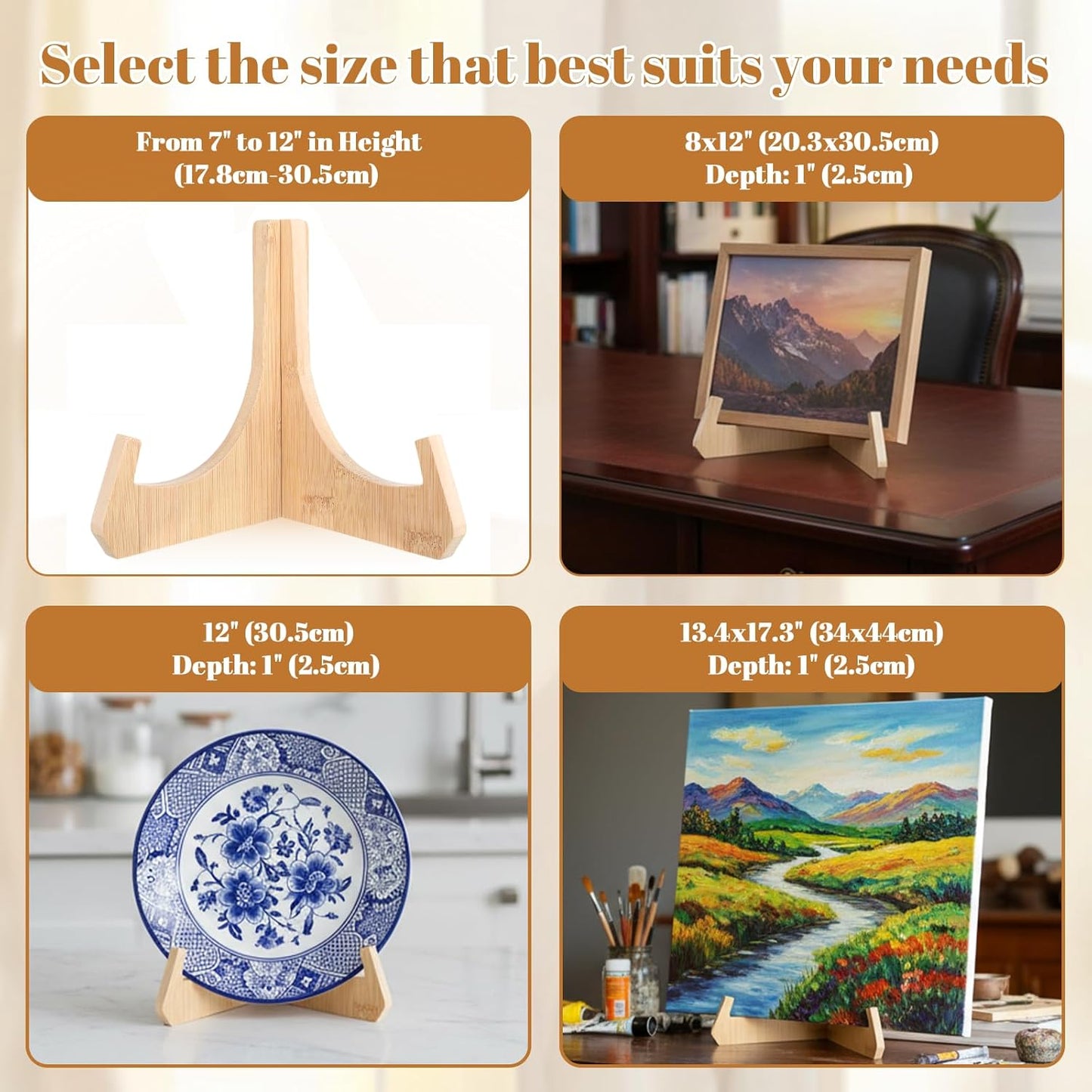 Wooden Decorative Plate Display Stand, 6 Inch Wooden Plaque Stand Picture Stands For Table Table Easels For Display To Cook Books Art Certificates And More