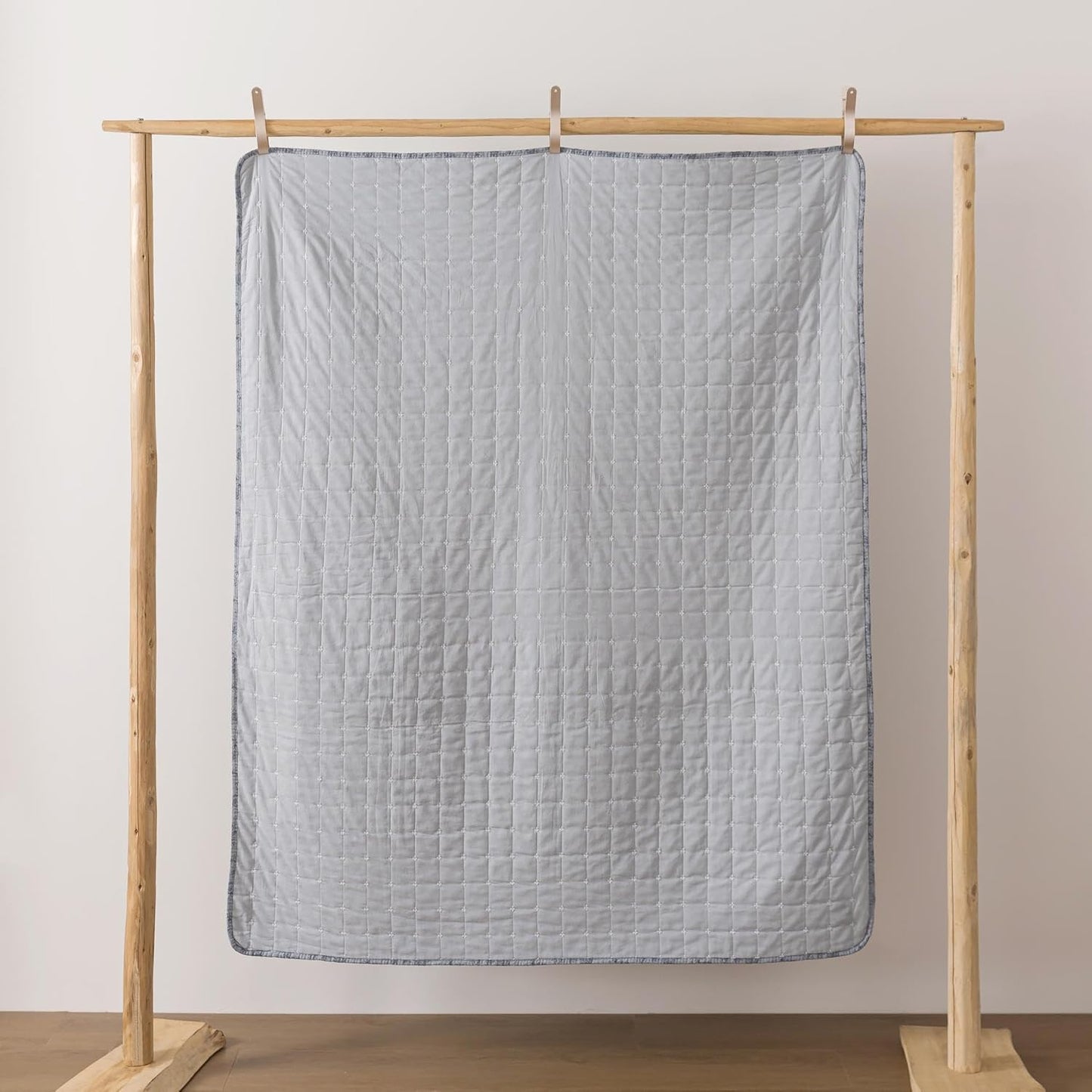 Soul & Lane Blue Whisper Diamond Cotton Quilted Throw Blanket - 50" x 60", Modern Gray Decorative Throw for Couch and Bed, Lightweight Contemporary Diamond Pattern Lap Quilt